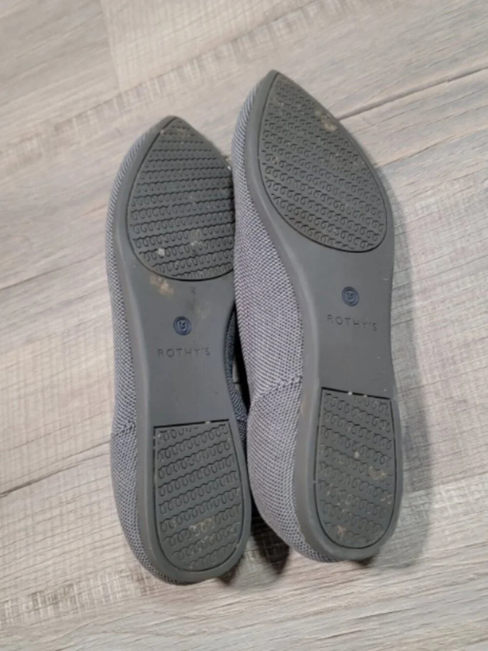 Rothy's Gray Pointed Toe Flats with Blue Trim - Picture 3 of 4
